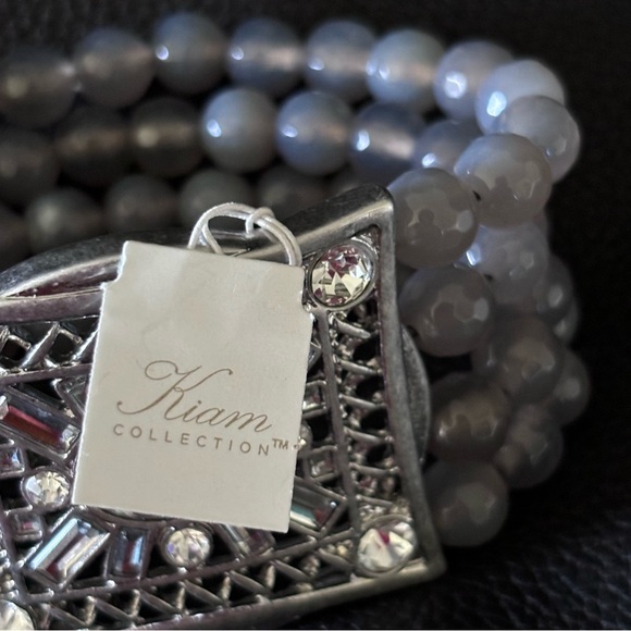 Lia Sophia Stretch Grey Agate Bracelet. Kiam Collection NWT - Picture 5 of 5